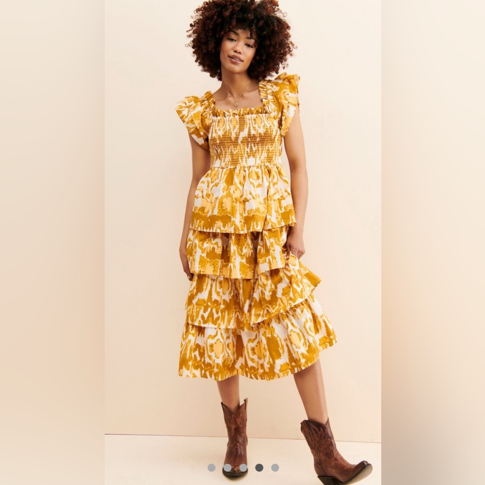 Cleobella (x Anthropologie) Samantha Midi Dress, western, cowgirl, Tiered ruffle